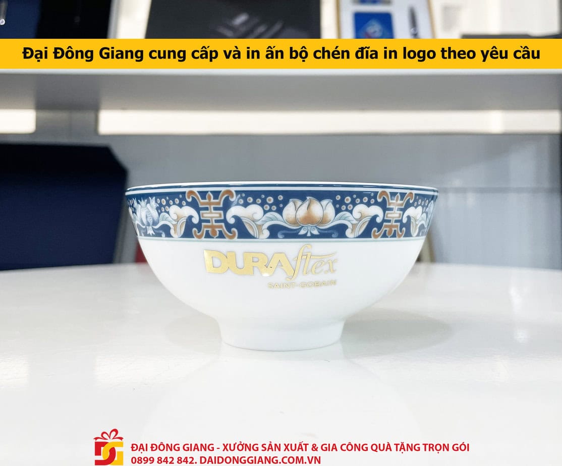 Đại Đông Giang cung cấp và in ấn bộ chén đĩa in logo theo yêu cầu